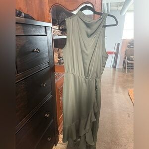 Chic Asymmetrical Olive Dress
